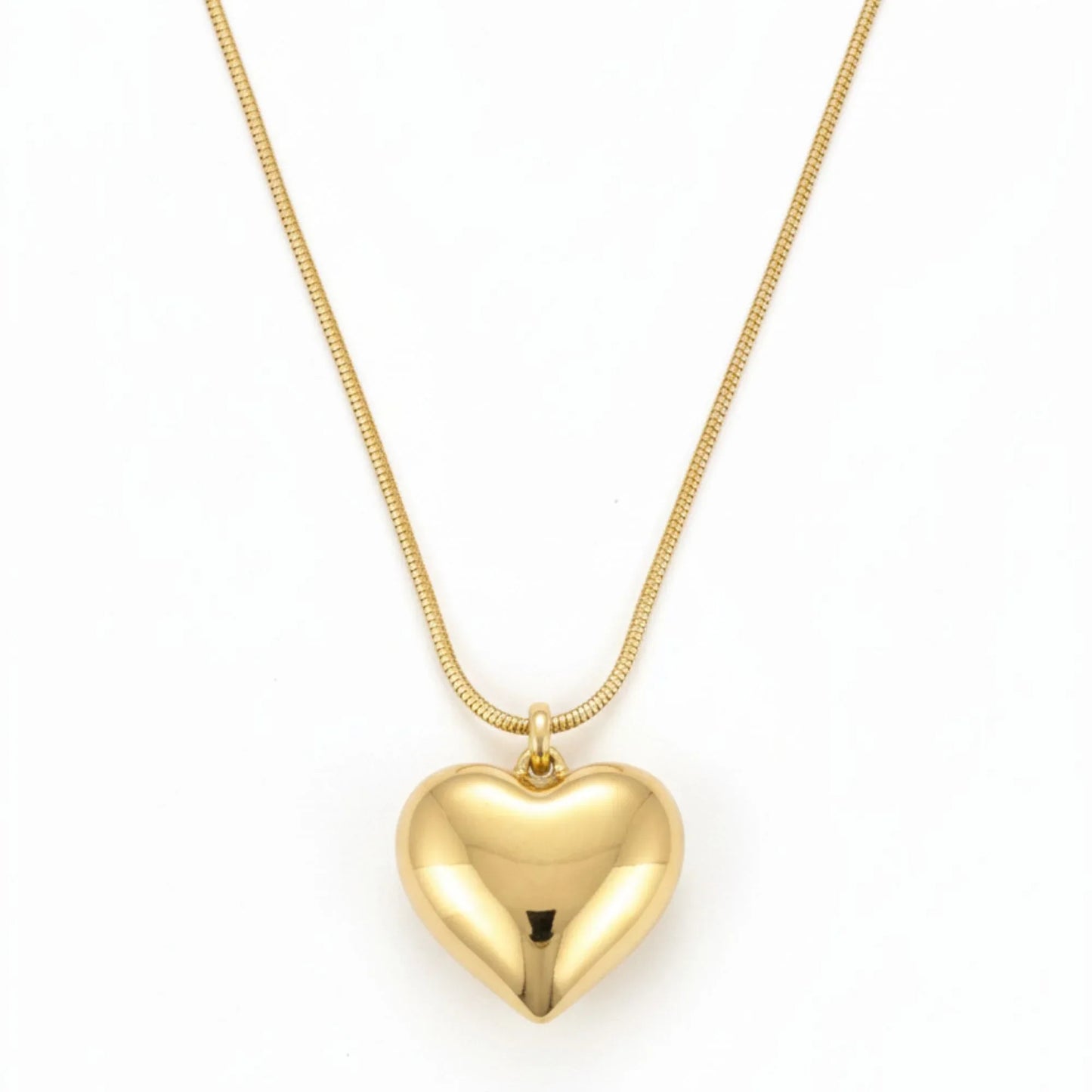 18K Gold Plated Puffy Heart Pendant Necklace