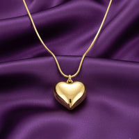 18K Gold Plated Puffy Heart Pendant Necklace