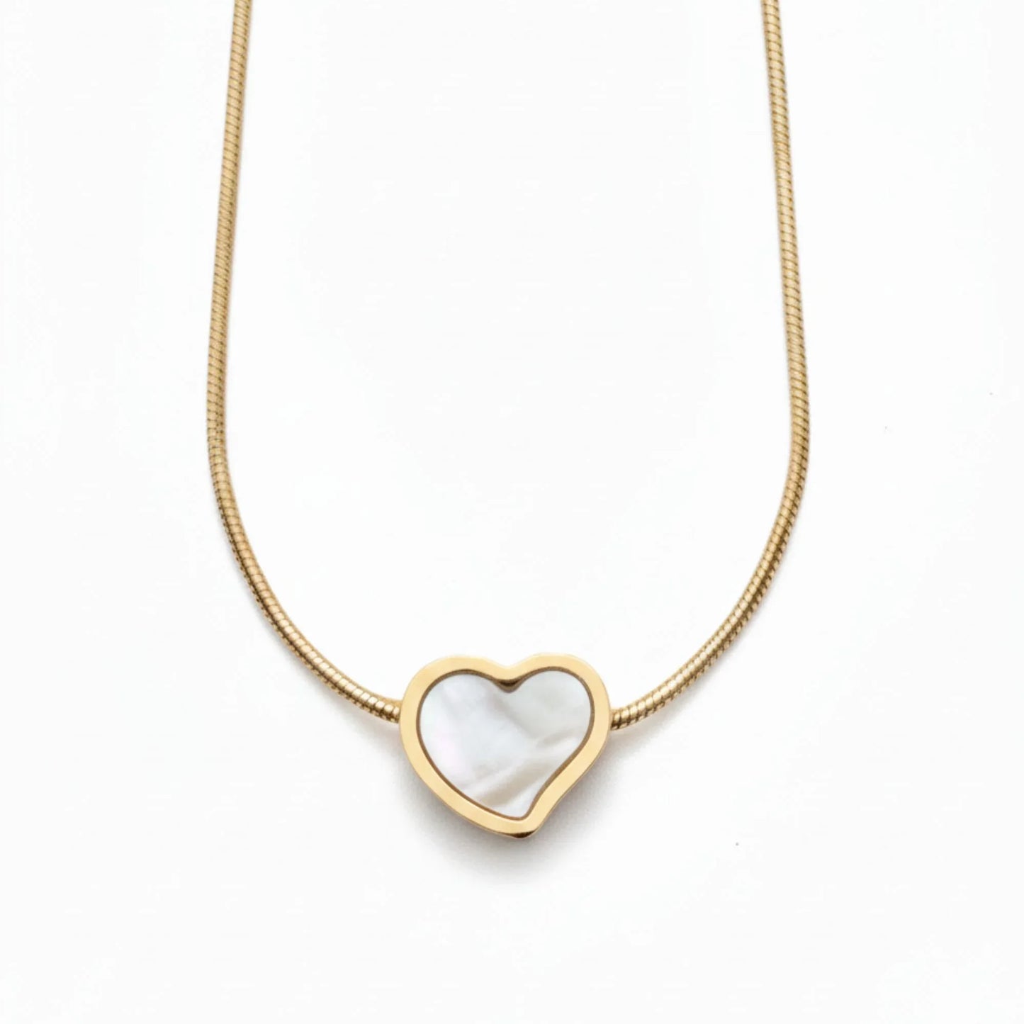 18K Gold Plated Mother of Pearl Heart Pendant Necklace - RACHIVA