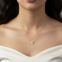 18K Gold Plated Heart-Shaped White Zircon Pendant Necklace - RACHIVA