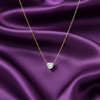 18K Gold Plated Heart-Shaped White Zircon Pendant Necklace - RACHIVA