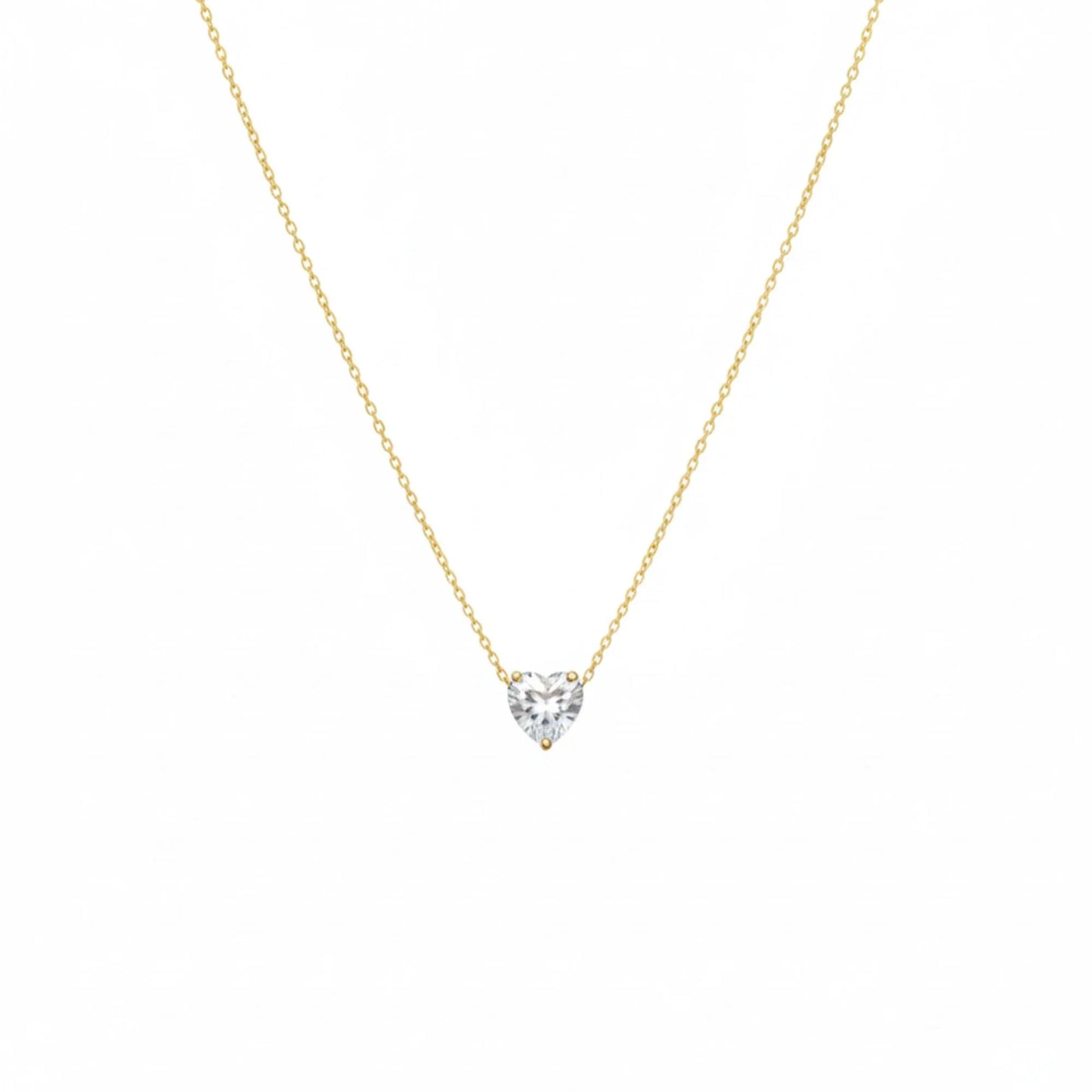18K Gold Plated Heart-Shaped White Zircon Pendant Necklace - RACHIVA