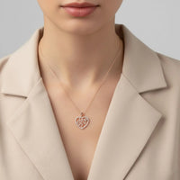18K Gold Plated Rose Gold Heart Filigree Zircon Necklace - RACHIVA
