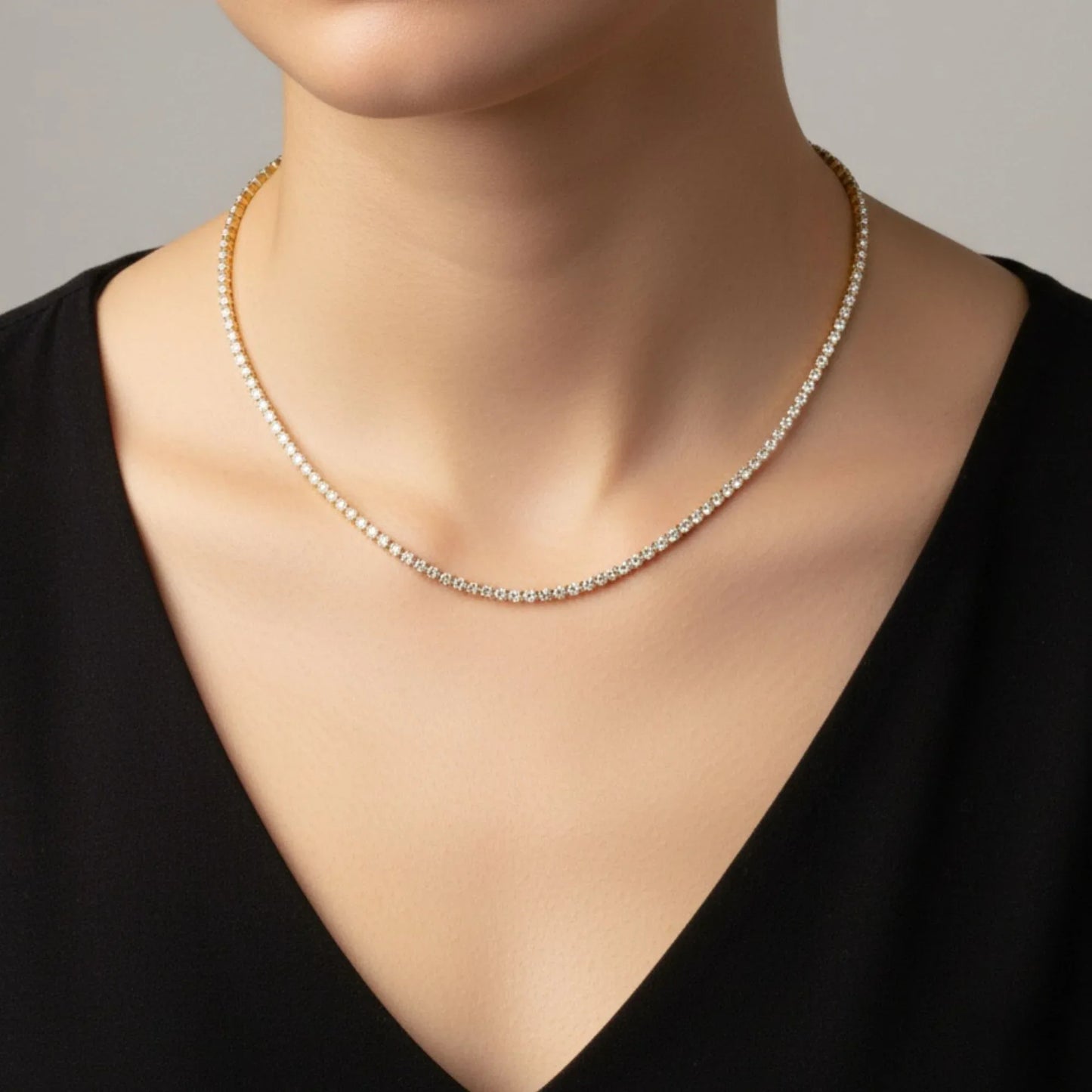 18K Gold Plated Zircon Tennis Necklace - RACHIVA
