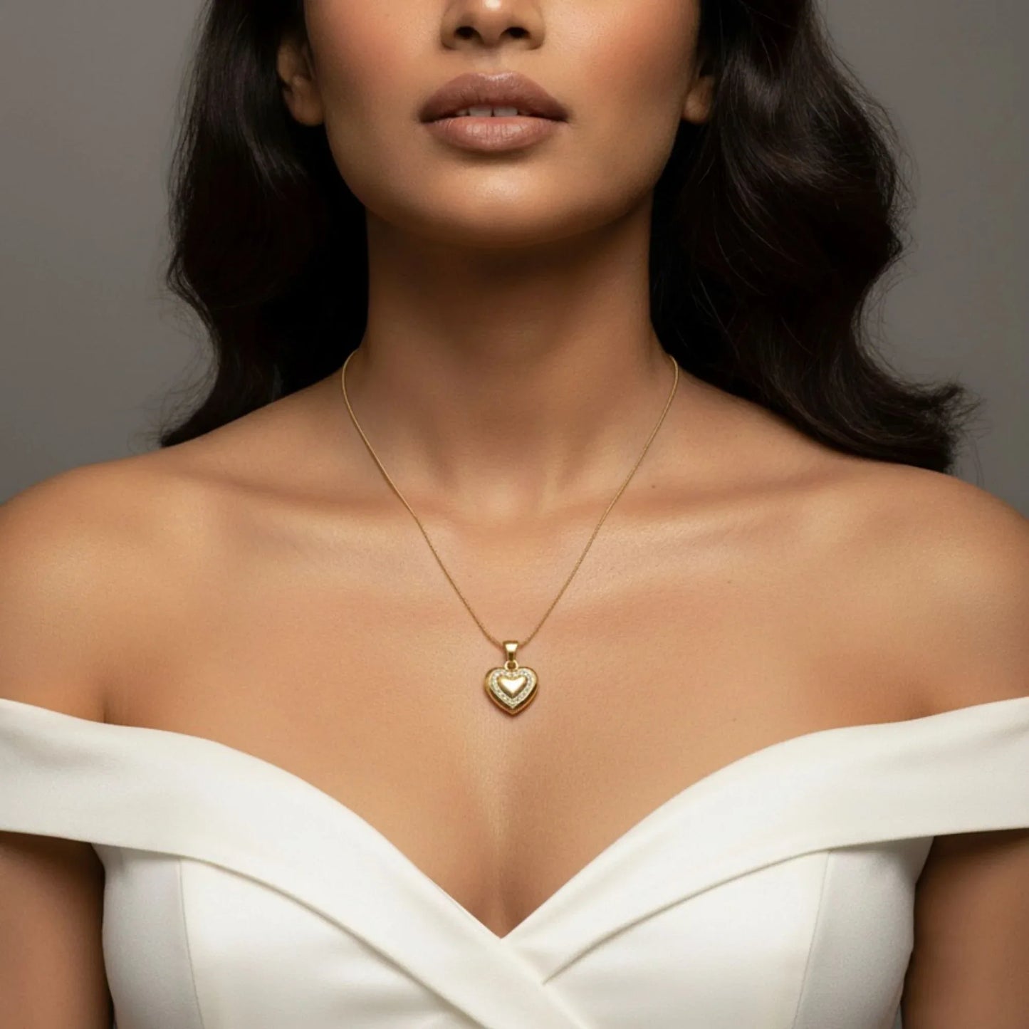 18K Gold Plated Double Heart Zircon Pendant Necklace - RACHIVA