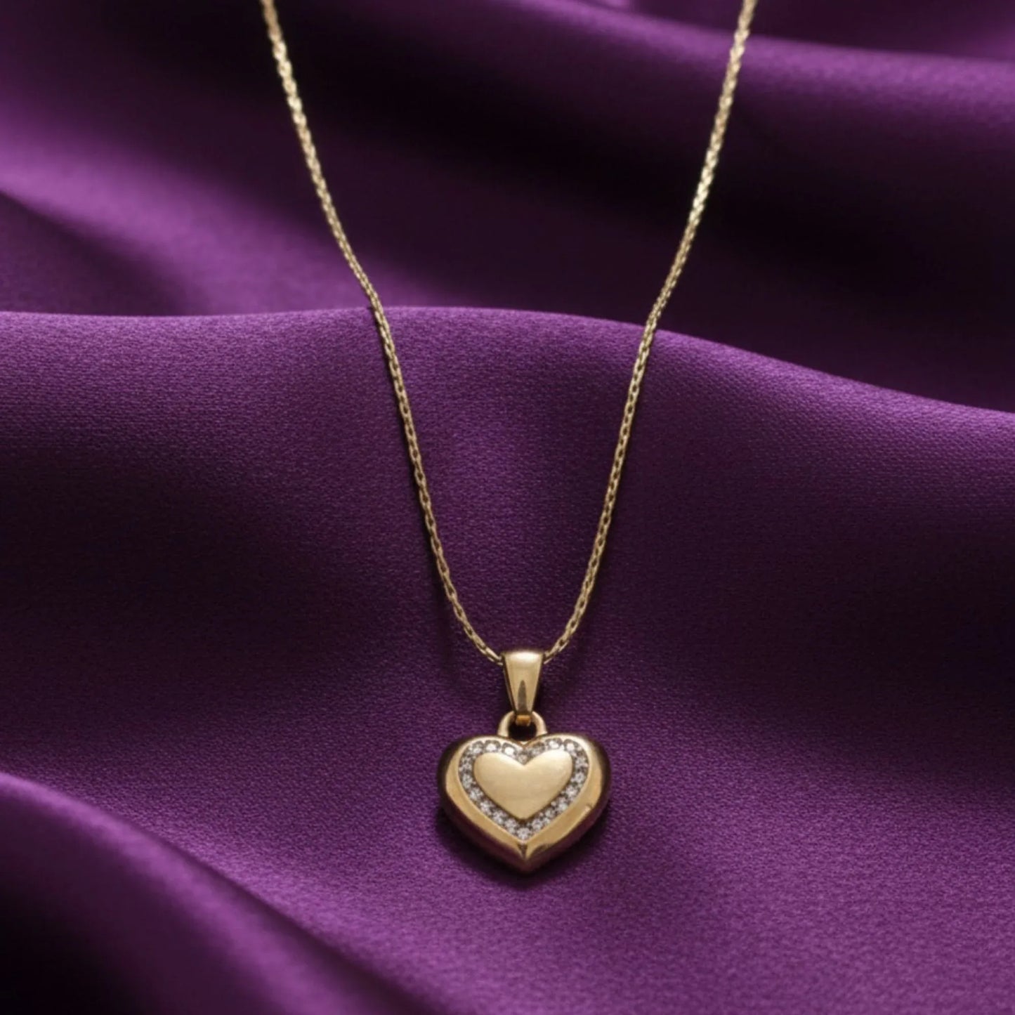 18K Gold Plated Double Heart Zircon Pendant Necklace - RACHIVA