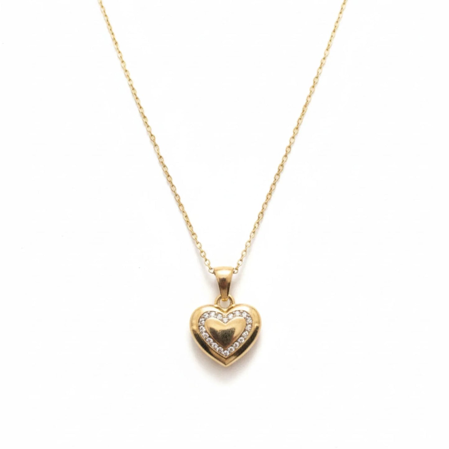 18K Gold Plated Double Heart Zircon Pendant Necklace - RACHIVA