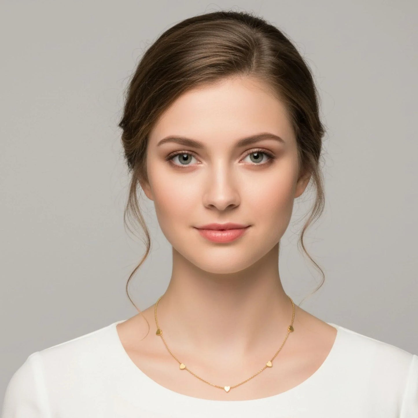 18K Gold Plated Multi Heart Station Necklace - RACHIVA