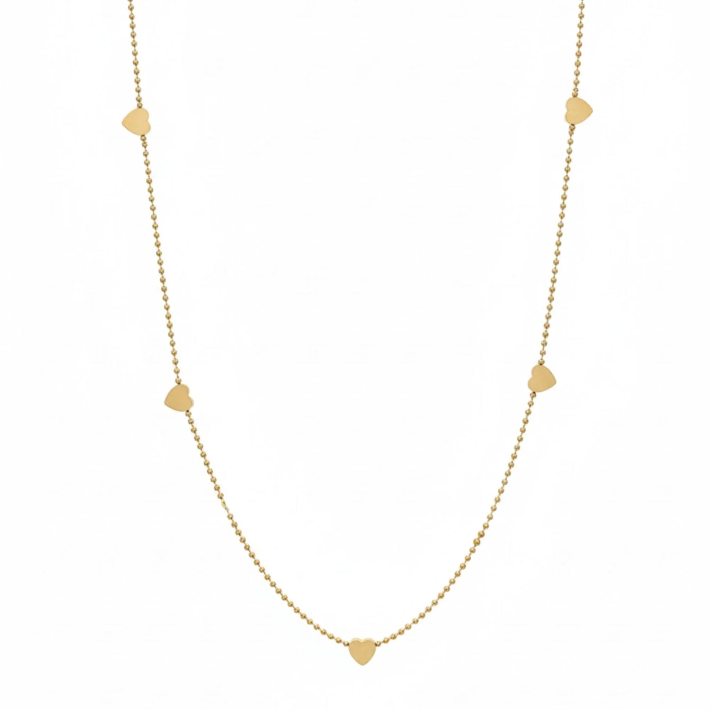 18K Gold Plated Multi Heart Station Necklace - RACHIVA