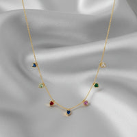 18K Gold Plated Multicolour Heart Charm Necklace - RACHIVA
