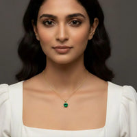 18K Gold Plated Emerald Green Solitaire Necklace - RACHIVA