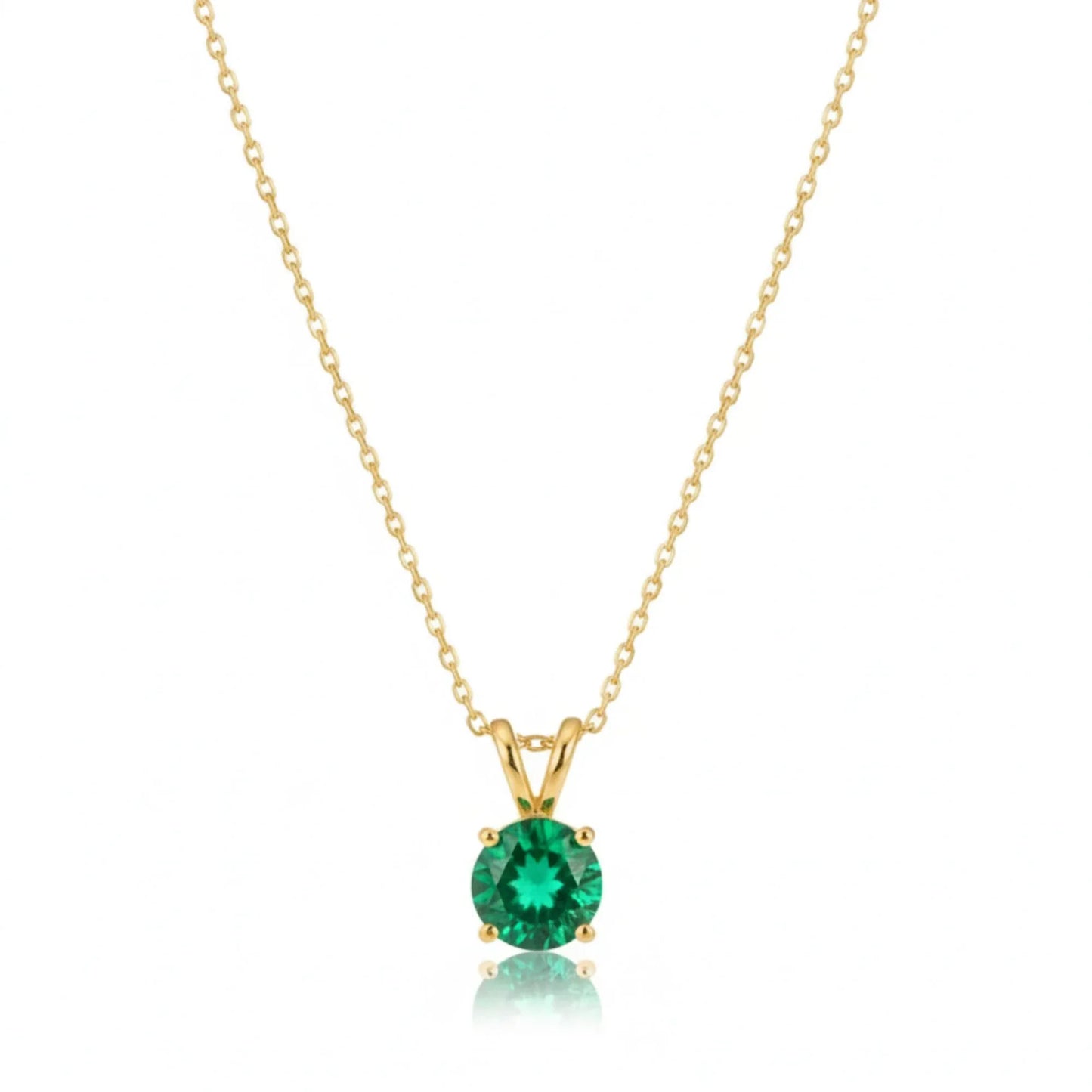 18K Gold Plated Emerald Green Solitaire Necklace - RACHIVA
