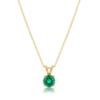 18K Gold Plated Emerald Green Solitaire Necklace - RACHIVA