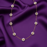 18K Gold Plated Pearl Floral Necklace - RACHIVA