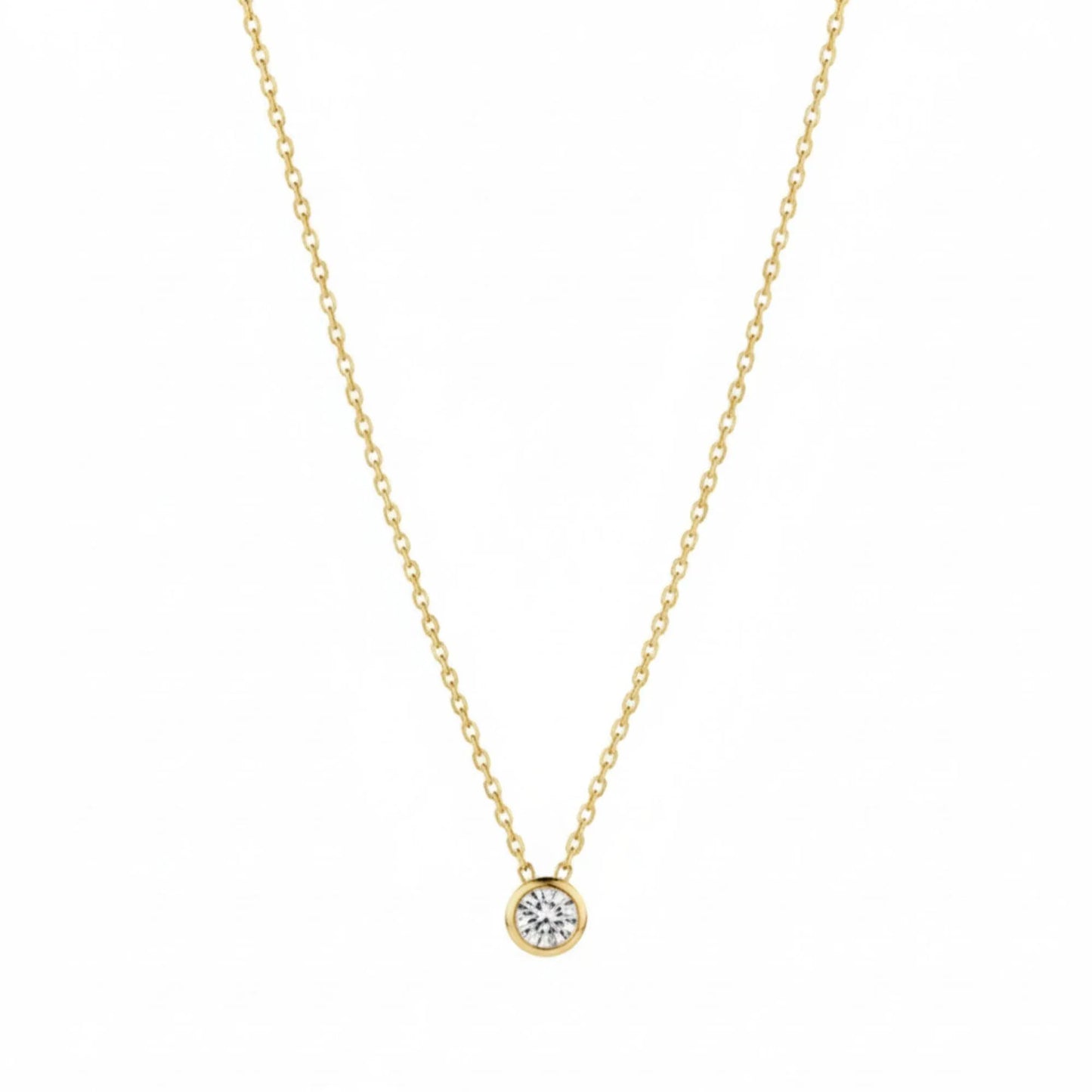 18K Gold Plated Bezel Set Solitaire Necklace - RACHIVA