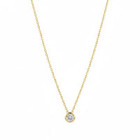 18K Gold Plated Bezel Set Solitaire Necklace - RACHIVA