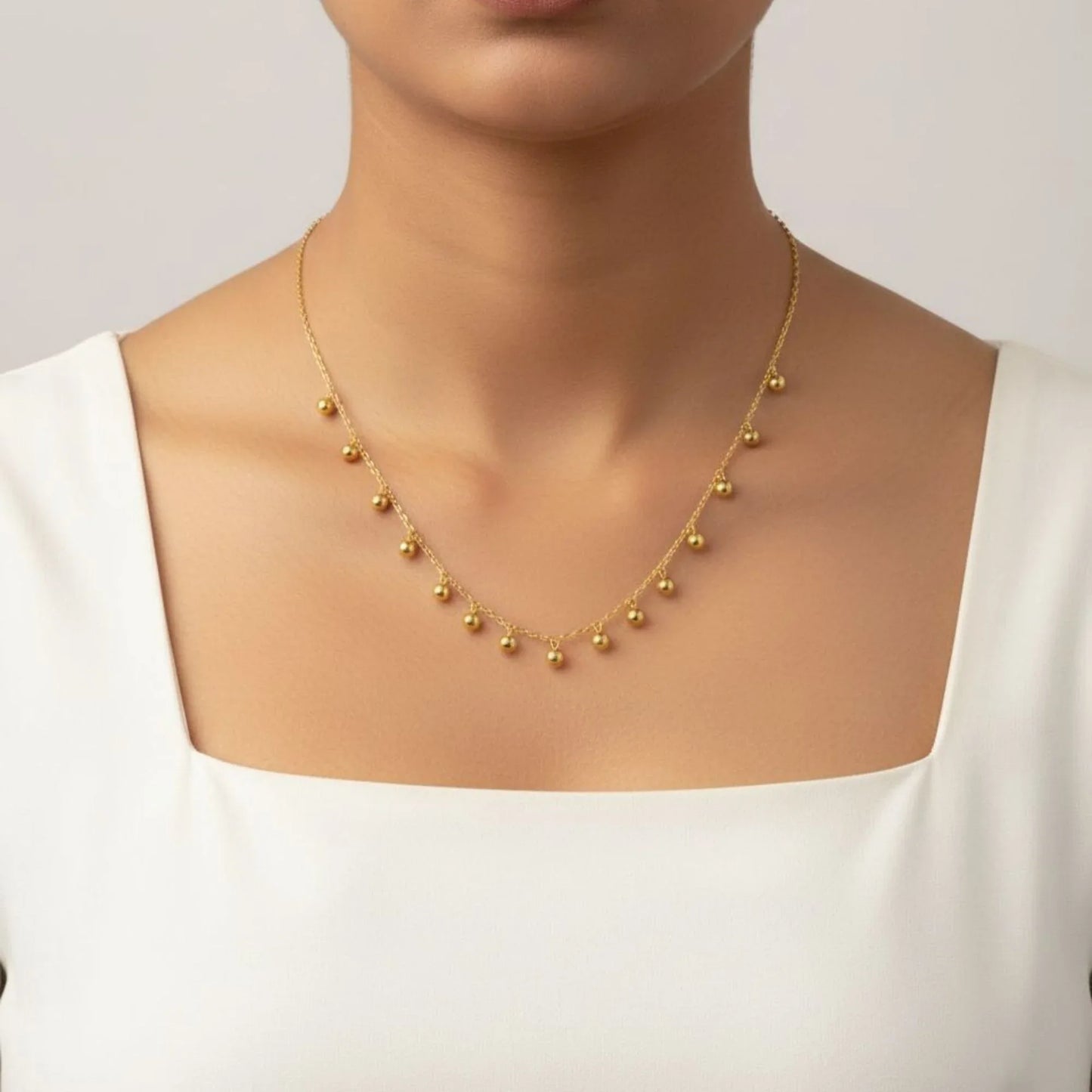 18K Gold Plated Gold Ball Drop Necklace - RACHIVA