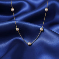 18K Gold Plated Pearl Station Necklace - RACHIVA