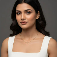 18K Gold Plated Pearl Station Necklace - RACHIVA