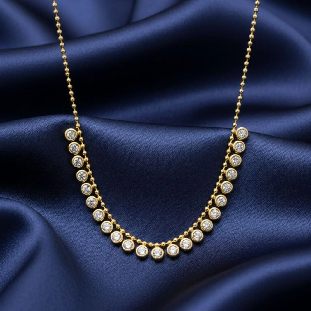 18K Gold Plated Bezel Set Zircon Necklace