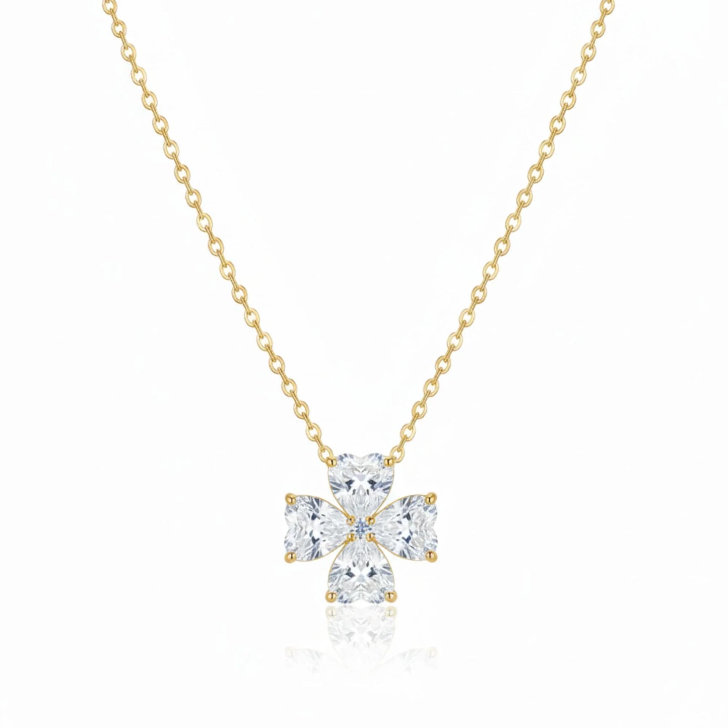 18K Gold Plated Clover Zircon Necklace - RACHIVA