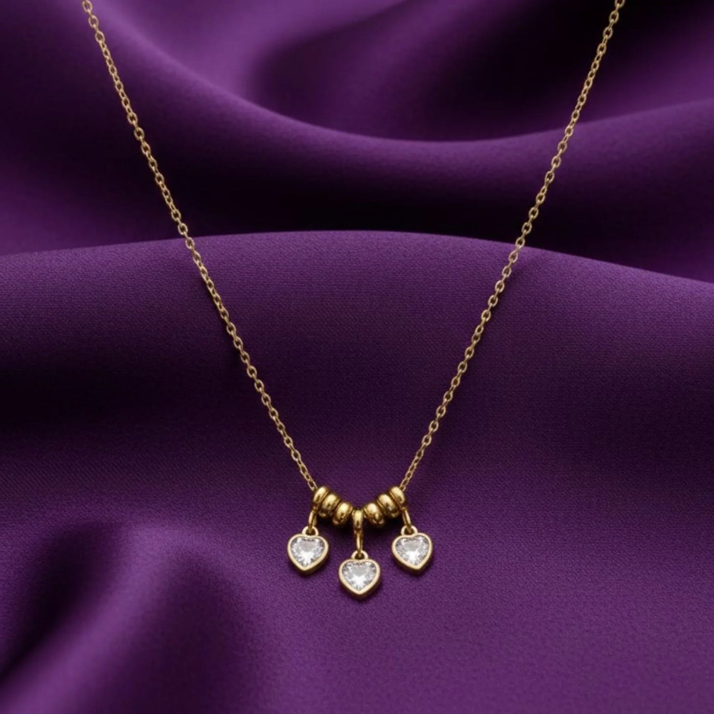 18K Gold Plated Triple Heart Necklace - RACHIVA