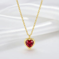 18K Gold Plated Red Heart Zircon Necklace - RACHIVA