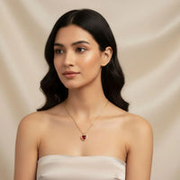 18K Gold Plated Red Heart Zircon Necklace - RACHIVA