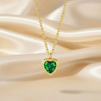 18K Gold Plated Green Heart Zircon Necklace - RACHIVA