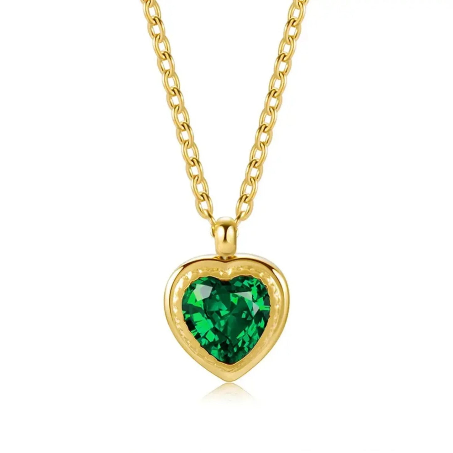 18K Gold Plated Green Heart Zircon Necklace - RACHIVA