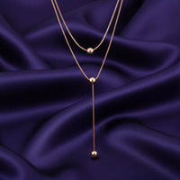 18K Gold Plated Rose Gold Layered Bead Necklace - RACHIVA