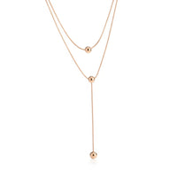 18K Gold Plated Rose Gold Layered Bead Necklace - RACHIVA