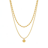 18K Gold Plated Layered Bead Drop Necklace - RACHIVA