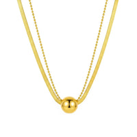 18K Gold Plated Dual Chain Ball Pendant Necklace - RACHIVA