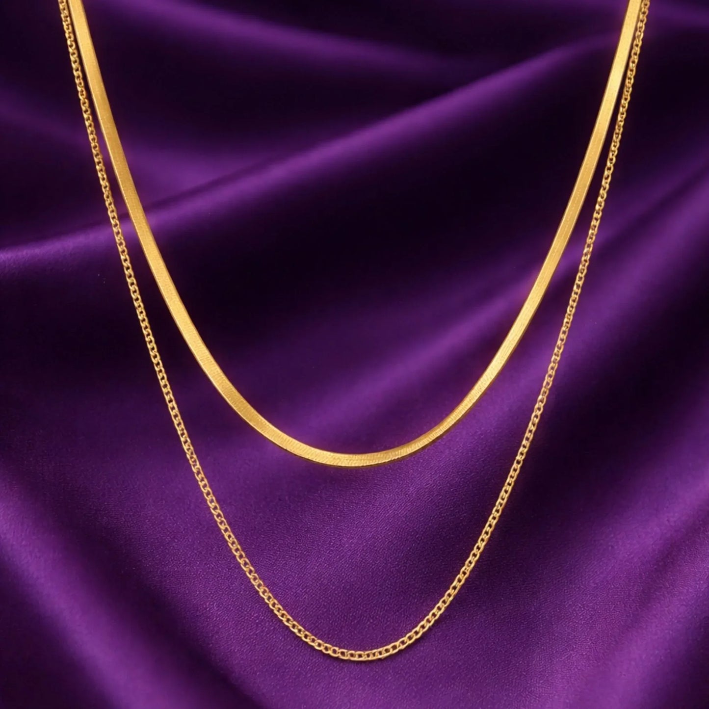 18K Gold Plated Dual Chain Layered Necklace - RACHIVA
