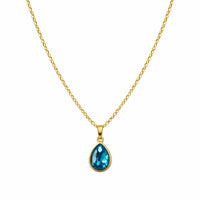 18K Gold Plated Blue Zircon Teardrop Pendant Necklace - RACHIVA