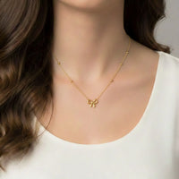 18K Gold Plated Bow Charm Beaded Necklace - RACHIVA