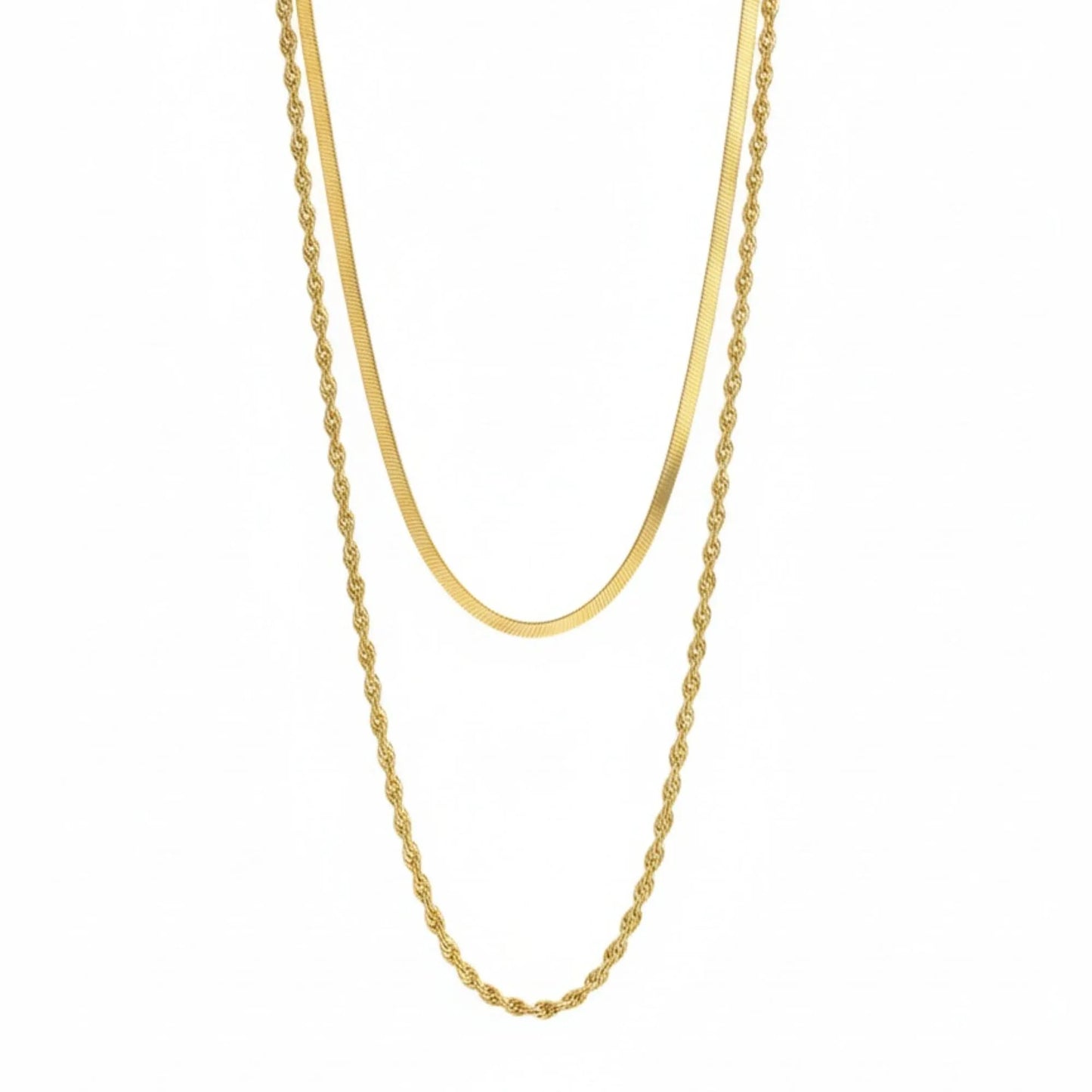 18K Gold Plated Classic Dual Chain Layered Necklace - RACHIVA