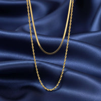 18K Gold Plated Classic Dual Chain Layered Necklace - RACHIVA