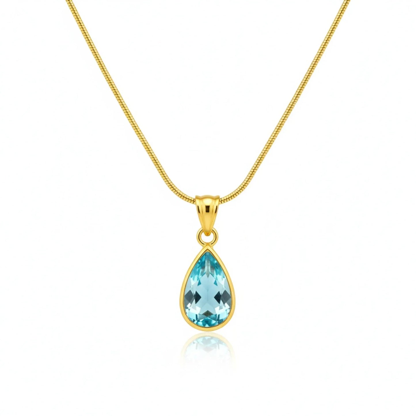 18K Gold Plated Blue Teardrop Pendant Necklace - RACHIVA