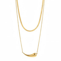 18K Gold Plated Double Layer Curved Bar Necklace - RACHIVA
