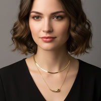 18K Gold Plated Double Layer Curved Bar Necklace - RACHIVA