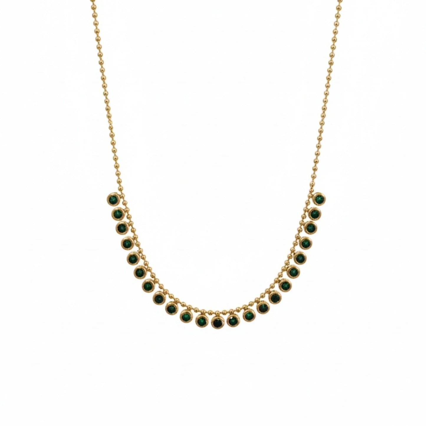 18K Gold Plated Green Zircon Station Necklace - RACHIVA