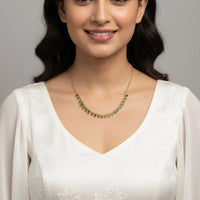 18K Gold Plated Green Zircon Station Necklace - RACHIVA