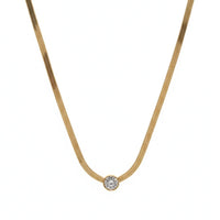 18K Gold Plated Minimal Round Zircon Snake Chain Necklace - RACHIVA
