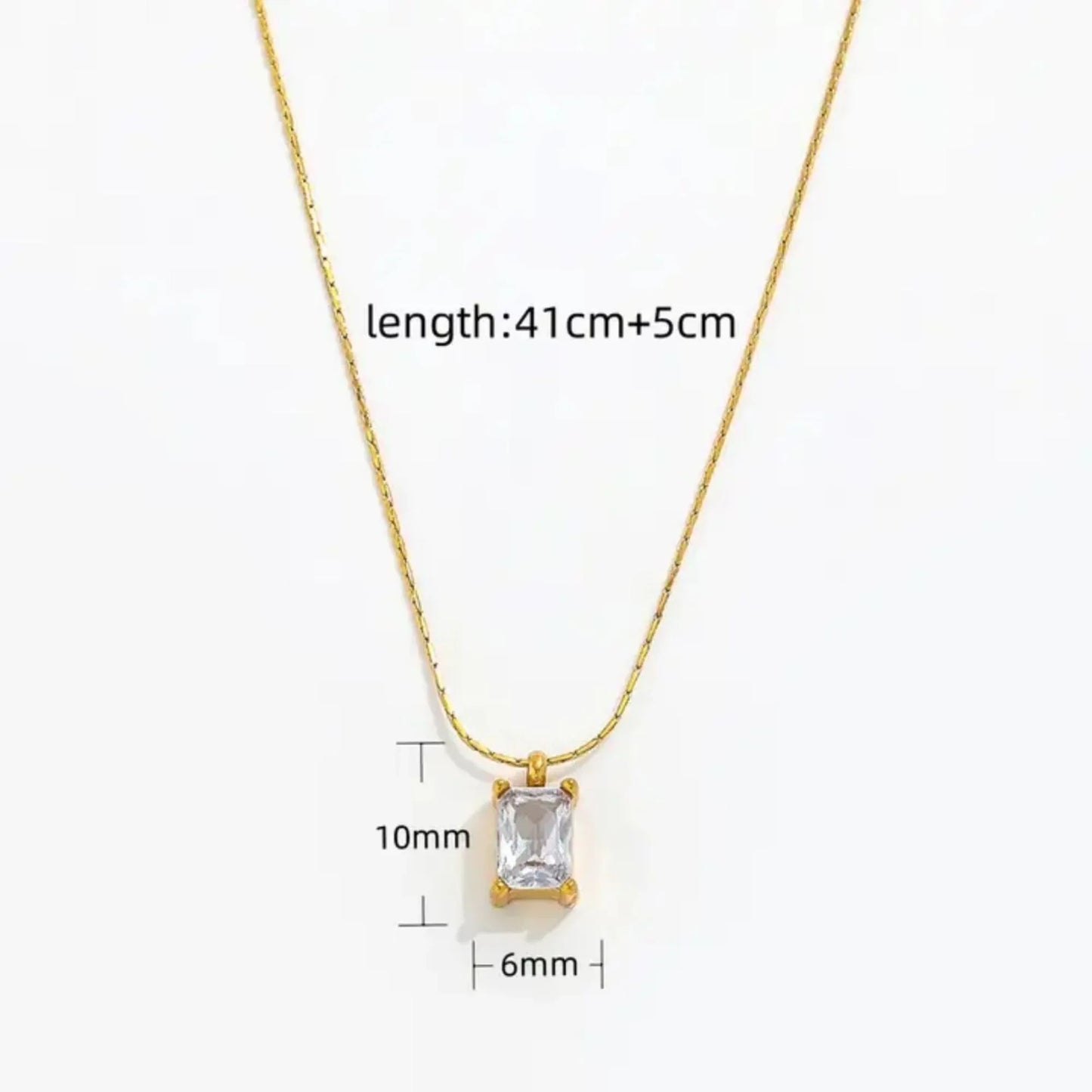 18K Gold Plated Emerald Cut Zircon Solitaire Necklace - RACHIVA