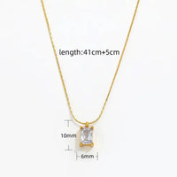 18K Gold Plated Emerald Cut Zircon Solitaire Necklace - RACHIVA