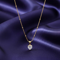 18K Gold Plated Heart Cut Zircon Solitaire Necklace - RACHIVA
