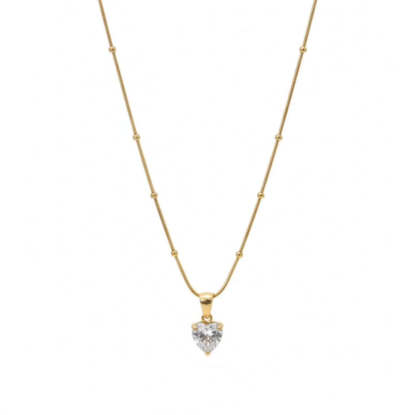 18K Gold Plated Heart Cut Zircon Solitaire Necklace - RACHIVA