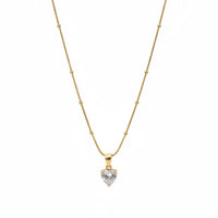 18K Gold Plated Heart Cut Zircon Solitaire Necklace - RACHIVA